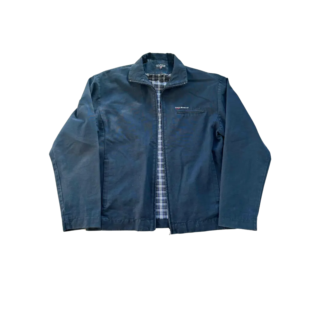 RALPH LAUREN HARRINGTON-STYLE VINTAGE BLUE JACKET WITH ZIPPER - yessai.vintage