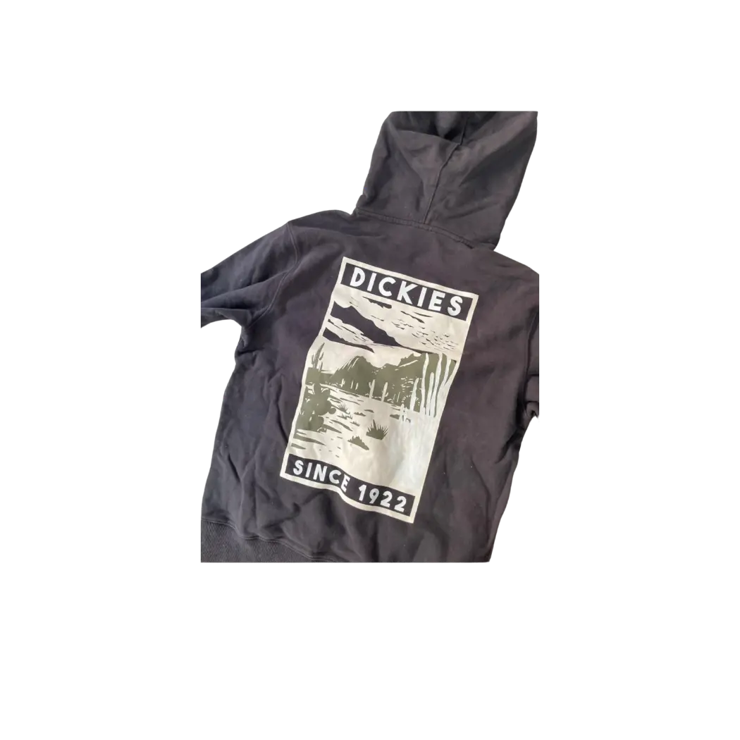 DICKIES BLACK HOODED SKATE URBAN Y2K VINTAGE RETRO SWEATSHIRT - yessai.vintage