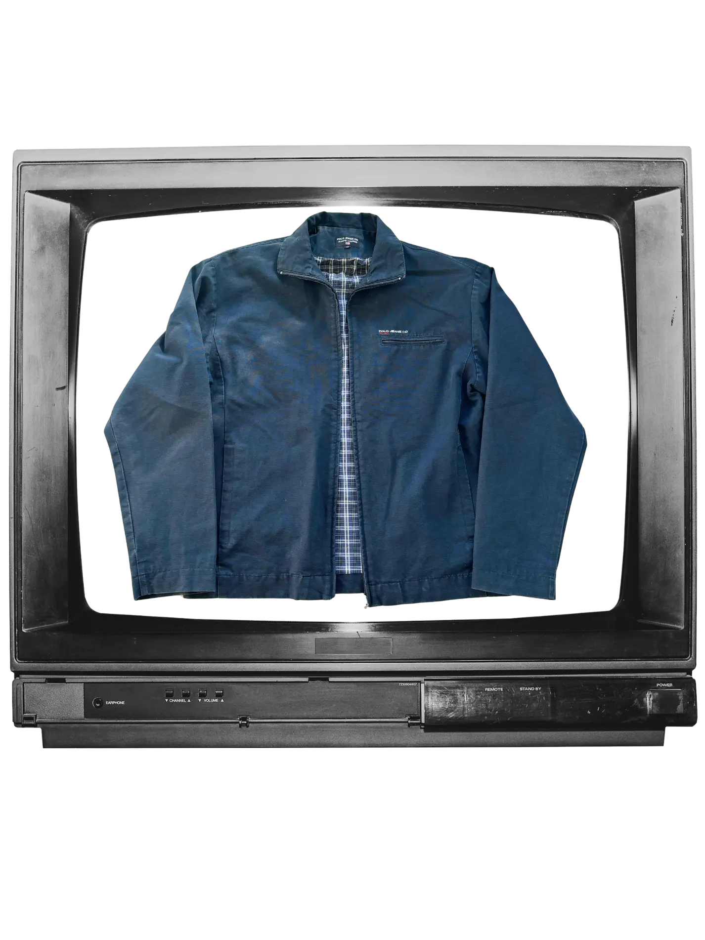 RALPH LAUREN HARRINGTON-STYLE VINTAGE BLUE JACKET WITH ZIPPER - yessai.vintage