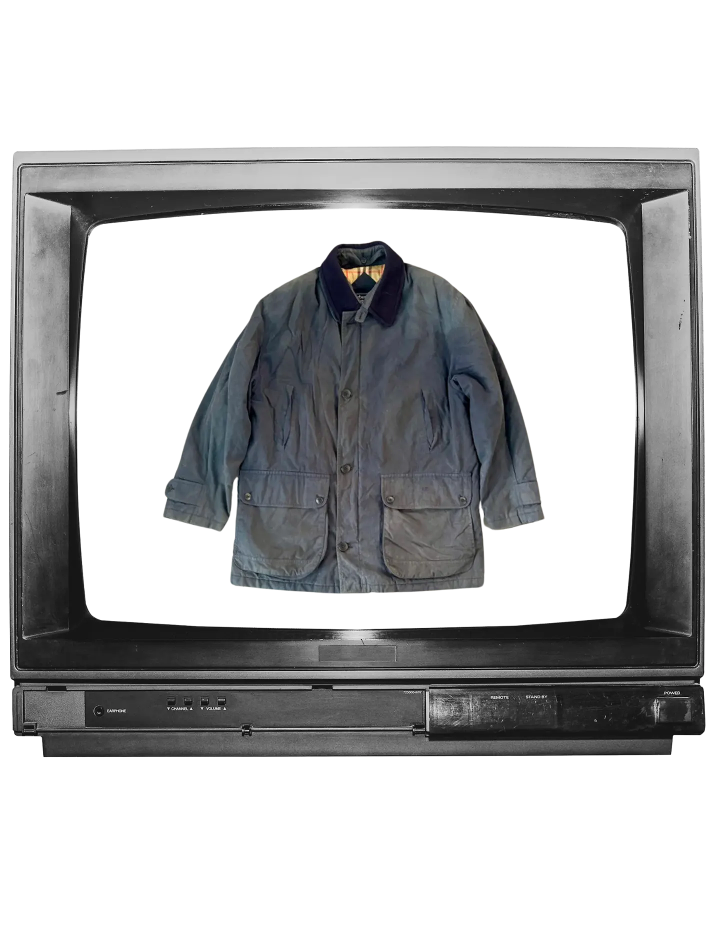 BURBERRY THICK HARRINGTON-STYLE BLUE WINTER JACKET WITH ZIPPER RETRO Y2K VINTAGE - yessai.vintage