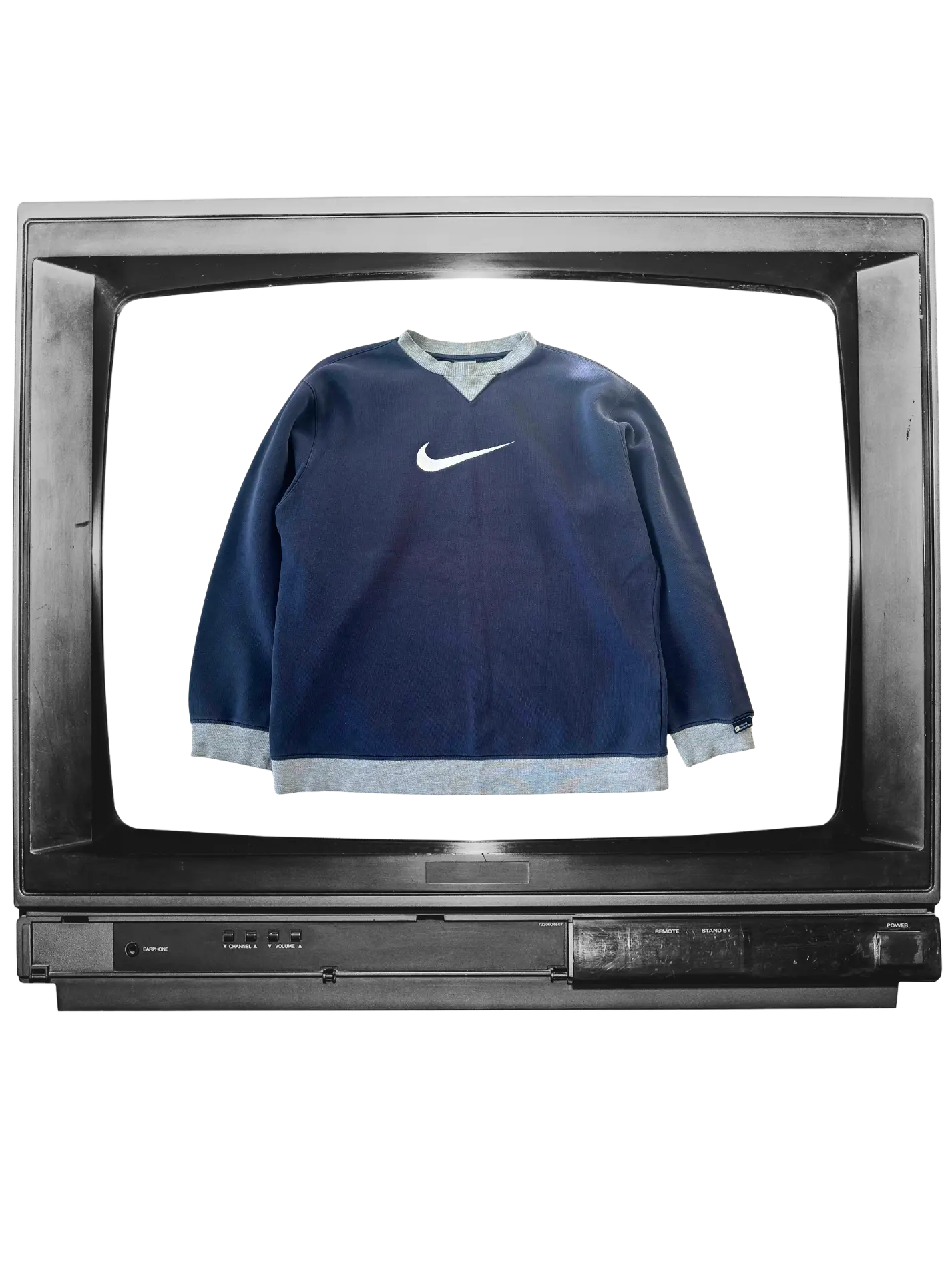 NIKE VINTAGE RETRO CREWNECK NAVY BLUE & GREY - yessai.vintage