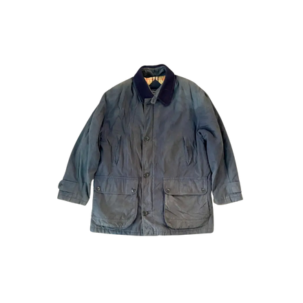 BURBERRY THICK HARRINGTON-STYLE BLUE WINTER JACKET WITH ZIPPER RETRO Y2K VINTAGE - yessai.vintage